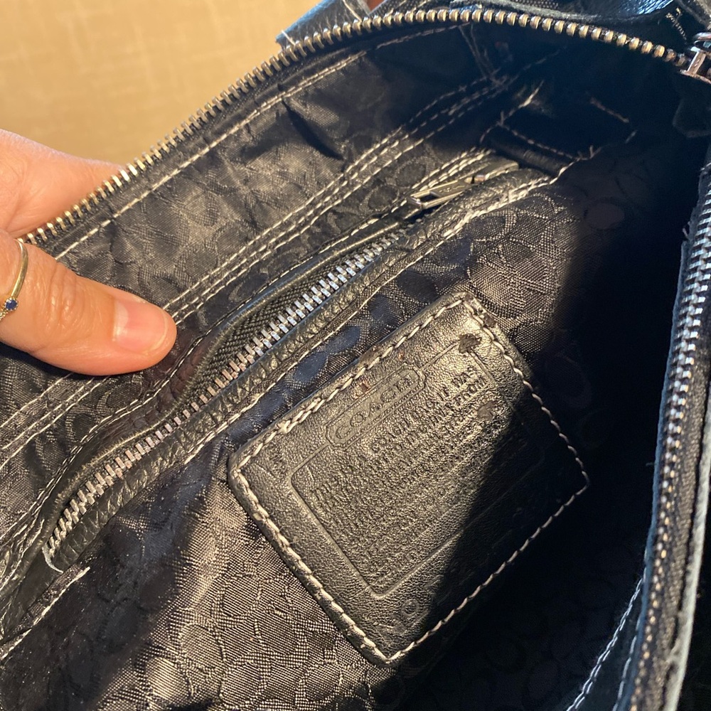 Upcycled Coach Satchel washed and leather added. - Picture 8 of 16